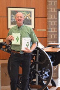 Author Bill Thompson with first copies of Bibliographia Baumiana.