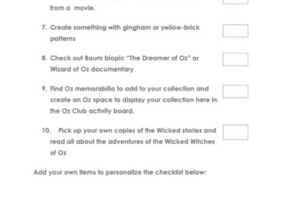 Wonderful Wizard of Oz Checklist